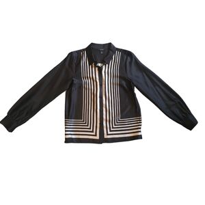 Halogen Black and White Graphic Blouse Small Silky